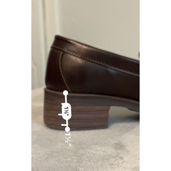 women’s Y2K chunky Leather Block Heel Loafers 10 - Picture 9 of 9